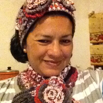 knitted shawl and headband